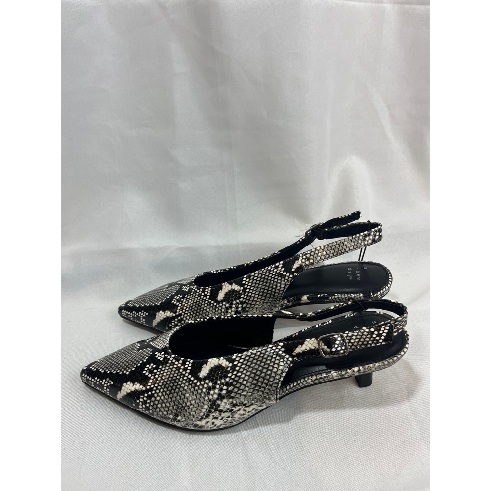 A New Day Womens Snakeskin Print Slingback Kitten Heels Pointed Toe Pumps Size 8